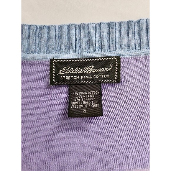 Eddie Bauer Cardigan Sweater Women Sz Small Pima Cotton V-neck Pastel Soft Girl - Picture 2 of 7